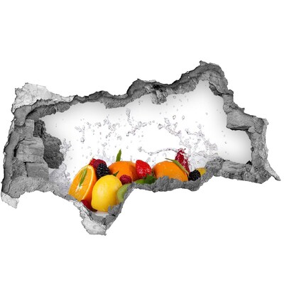 Hole in the wall sticker Fresh fruit in a water explosion