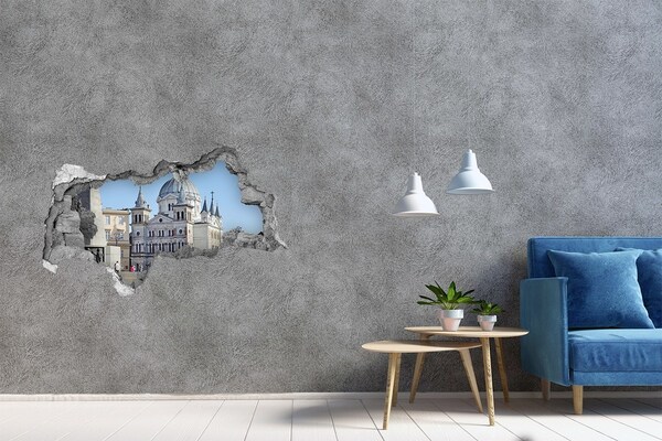 Hole wall sticker The historic cathedral in the city