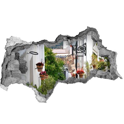 Hole wall sticker A charming street in a white village