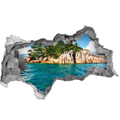 Hole wall sticker Exotic beach with palm trees