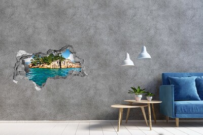 Hole wall sticker Exotic beach with palm trees