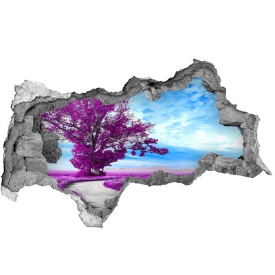 Hole in the wall decal Landscape in purple tones