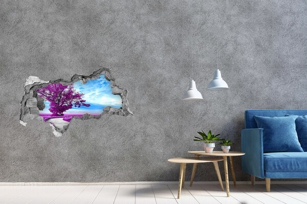 Hole in the wall decal Landscape in purple tones