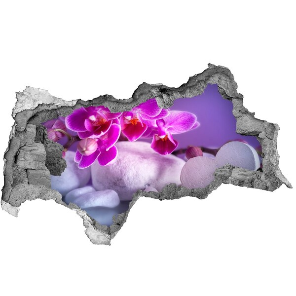 Hole in the wall sticker Flower paradise with stones