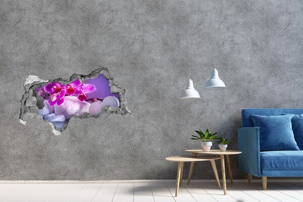Hole in the wall sticker Flower paradise with stones