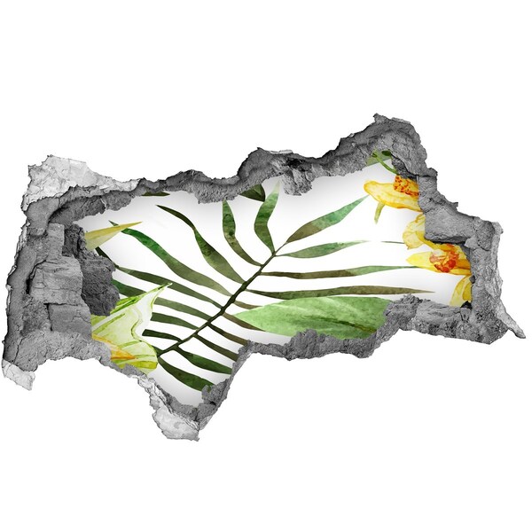 Hole in the wall decal Green palm tree through a hole in the wall