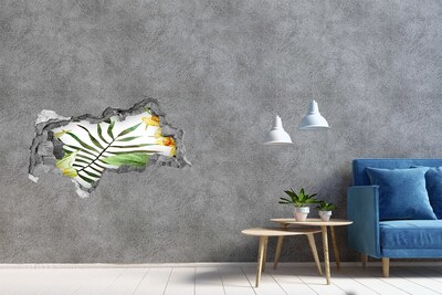 Hole in the wall decal Green palm tree through a hole in the wall