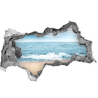 Hole in the wall sticker View of the sea beach