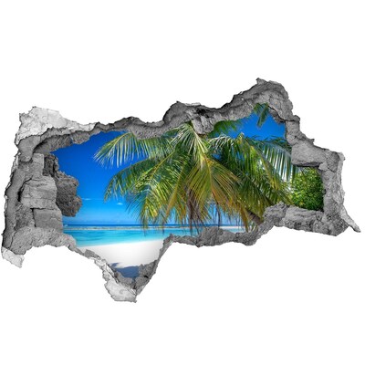 Hole in the wall sticker Tropical beach with palm trees