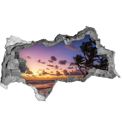 Hole in the wall decal Sunset on the beach