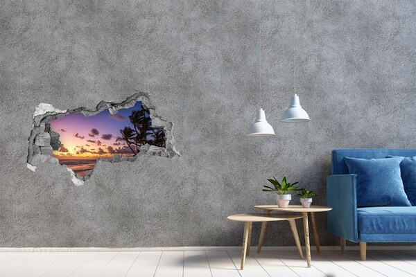 Hole in the wall decal Sunset on the beach