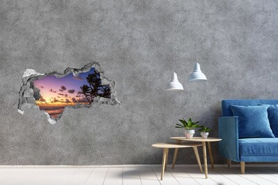Hole in the wall decal Sunset on the beach
