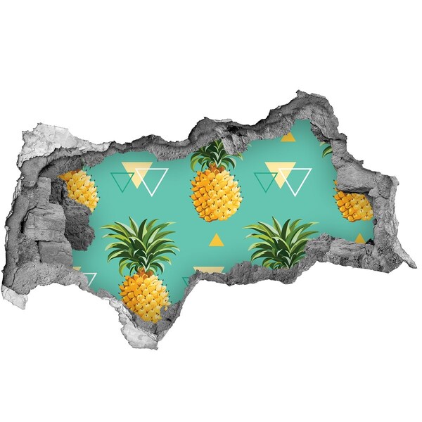 Hole in the wall decal Pineapples on a turquoise background