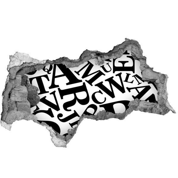 Hole in the wall decal Broken letters on the wall