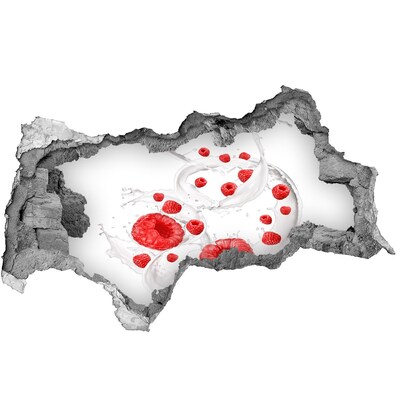 Hole wall sticker Raspberry explosion in milk