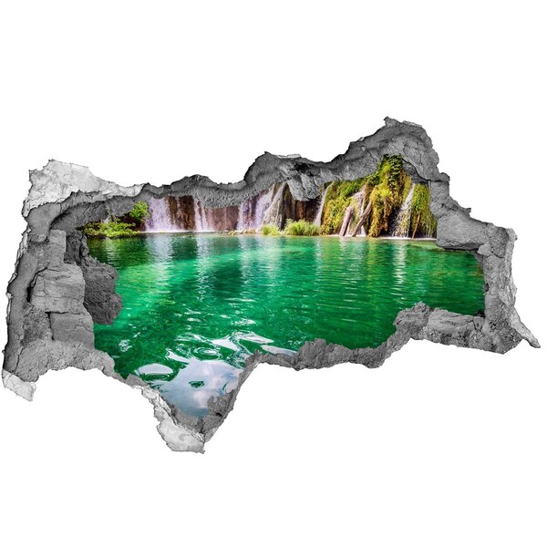 Hole in the wall sticker Tropical paradise with a waterfall