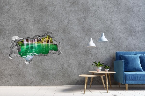 Hole in the wall sticker Tropical paradise with a waterfall