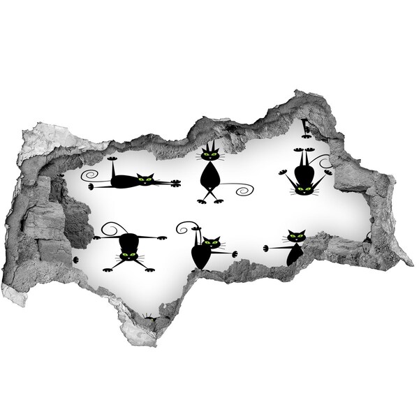 Hole wall sticker Black cats on a white background