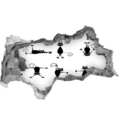 Hole wall sticker Black cats on a white background