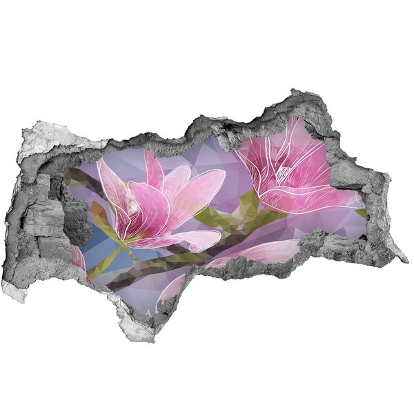 Hole wall sticker Magnolia flowers in a hole in the wall