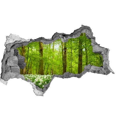 Hole wall sticker A green forest in blooming flowers