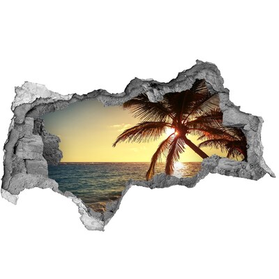 Hole in the wall sticker Sunset on the beach