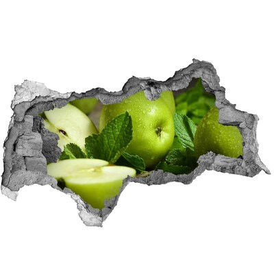 Hole wall sticker Green apples in the garden