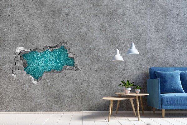 Hole wall sticker Turquoise pattern on a stone background