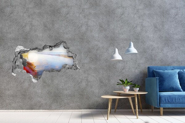 Hole in the wall decal Tropical beach with shells
