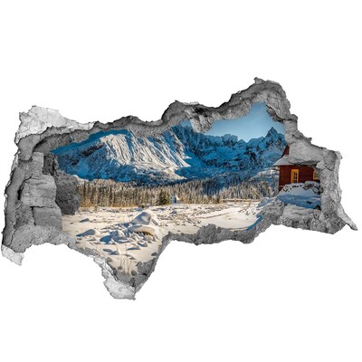 Hole in the wall decal Winter mountain landscape