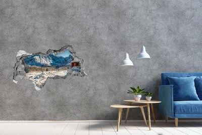 Hole in the wall decal Winter mountain landscape