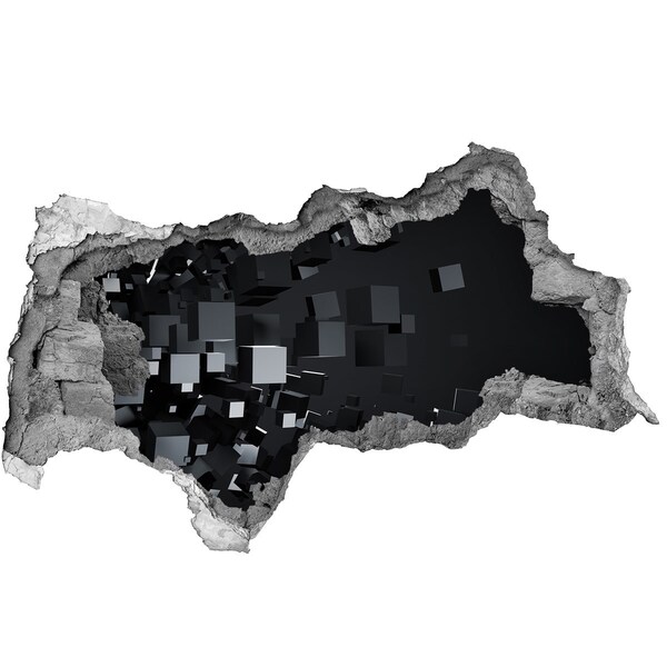 Hole wall sticker Black cubes in 3D space