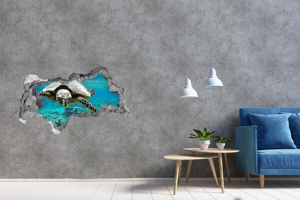Hole in the wall decal Sea Turtle in an Underwater Paradise