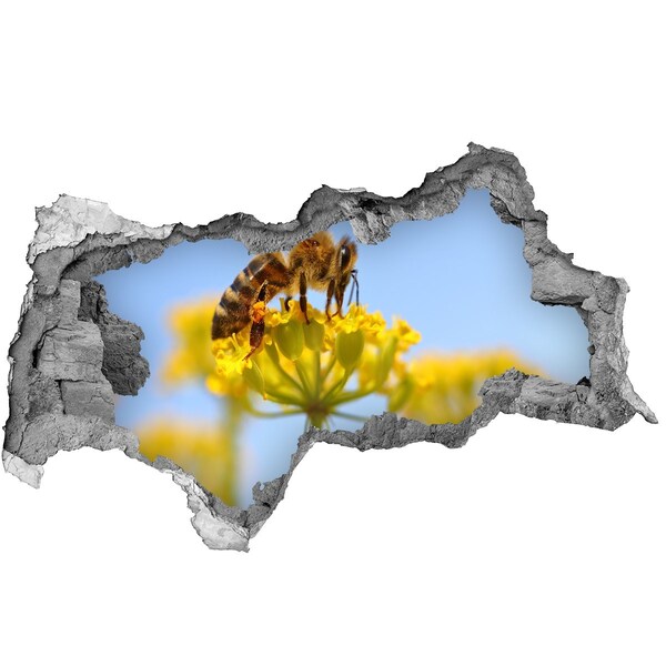 Hole wall sticker A bee on a flower