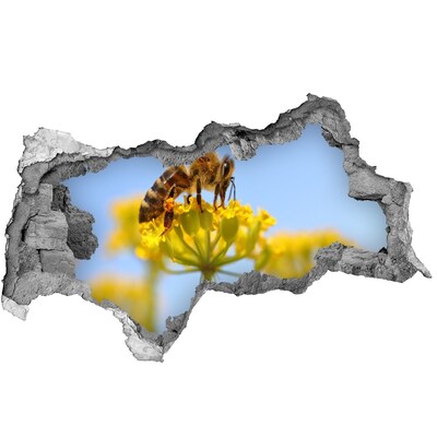 Hole wall sticker A bee on a flower