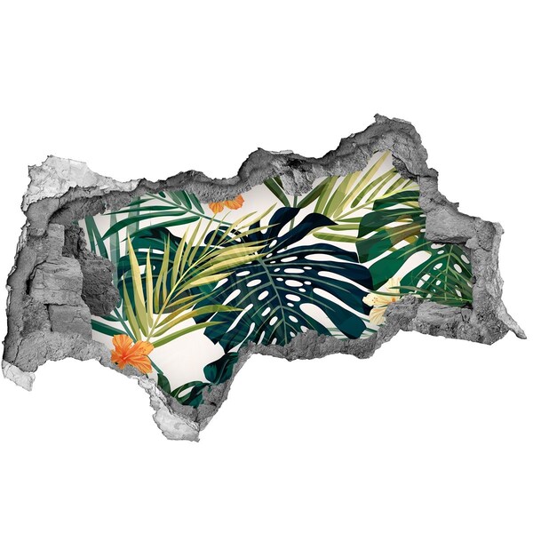 Hole in the wall sticker A tropical paradise among the leaves
