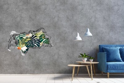 Hole in the wall sticker A tropical paradise among the leaves