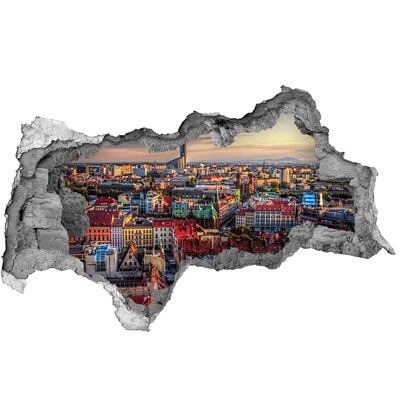 Hole in the wall sticker A bird's eye view of the city