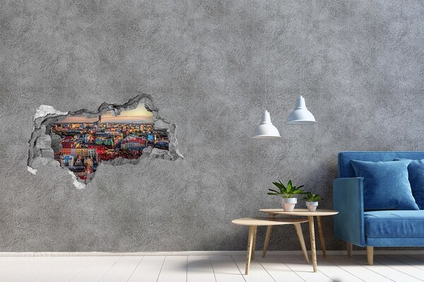 Hole in the wall sticker A bird's eye view of the city