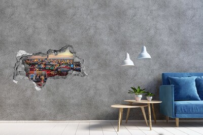 Hole in the wall sticker A bird's eye view of the city