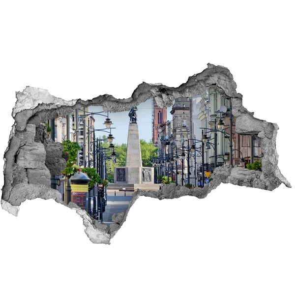 Hole wall sticker Street with a monument