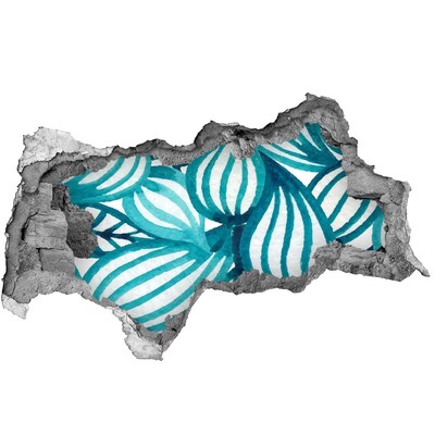 Hole in the wall sticker Tropical leaves in a hole in the wall