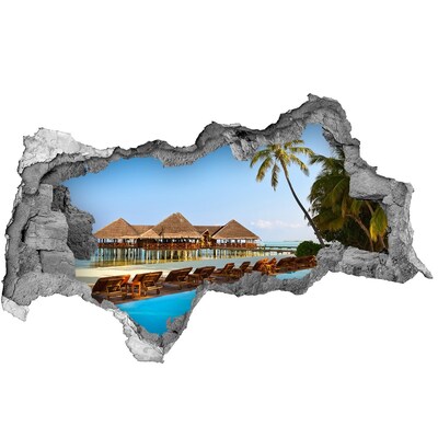 Hole in the wall sticker Tropical paradise by the pool