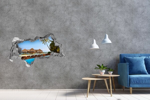 Hole in the wall sticker Tropical paradise by the pool