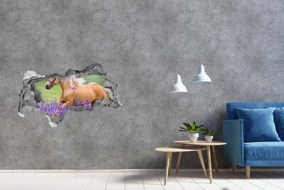 Hole in the wall sticker A horse in a lavender field