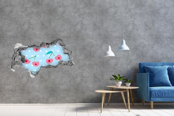 Hole wall sticker Fruit pattern on a blue background