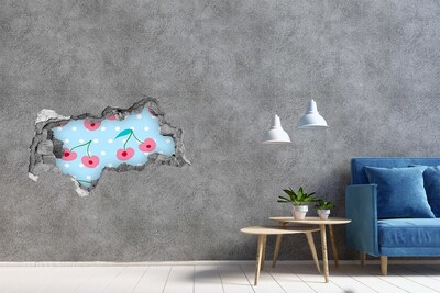Hole wall sticker Fruit pattern on a blue background