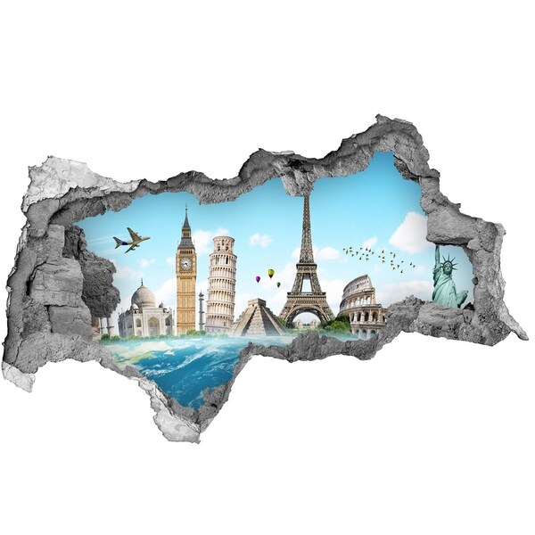 Hole in the wall sticker Great monuments of the world