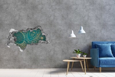Hole wall sticker Green boho pattern