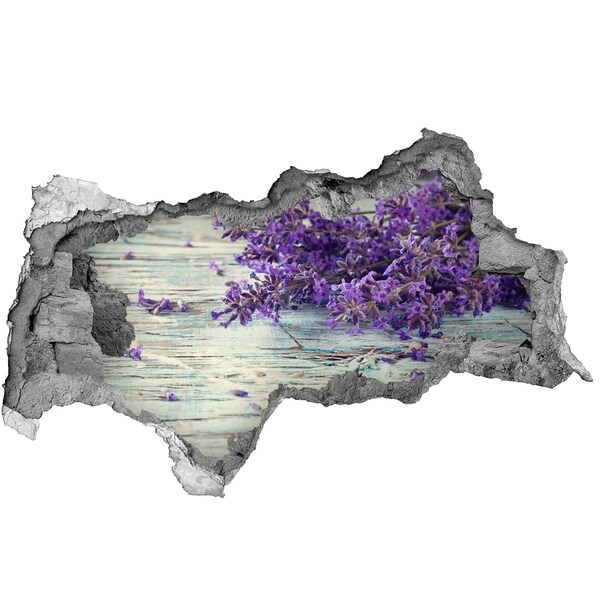 Hole wall sticker Lavender flowers on a wooden background
